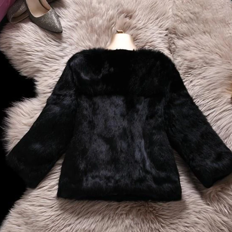 2023 nowe damskie zimowe płaszcz ze sztucznego futra z królika krótki luźny płaszcz samoczynna kurtka wygodna dodatkowa warstwa bawełny ciepła odzież wierzchnia
