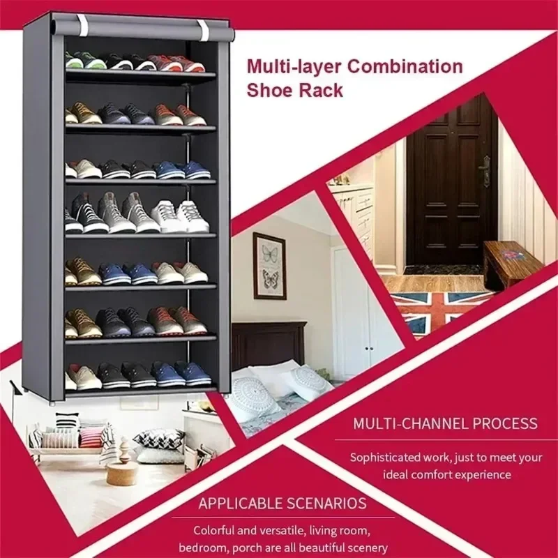 Multi-layer Shoe Rack Simple Assembly of Non-woven Corridor Entrance Bracket To Save Space Home Furniture Dustproof Shoe Rack