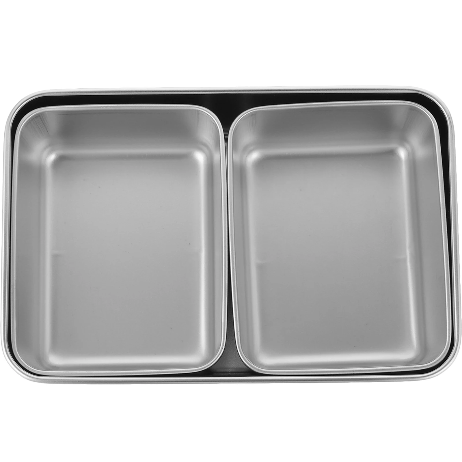 

1 set Portable Stainless Steel Snack Box Divided Tray for Picnic Camping Travel Dry Fruits Container Food Storage Box
