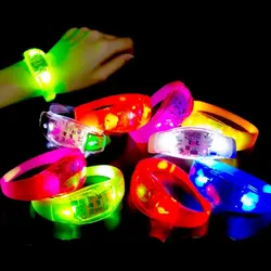 6pcs Led Bracelet Sound Activated Glowing Bracelets Sound Control LED Light Up Silicone Flashing Bracelet Bangle for Bar Concert