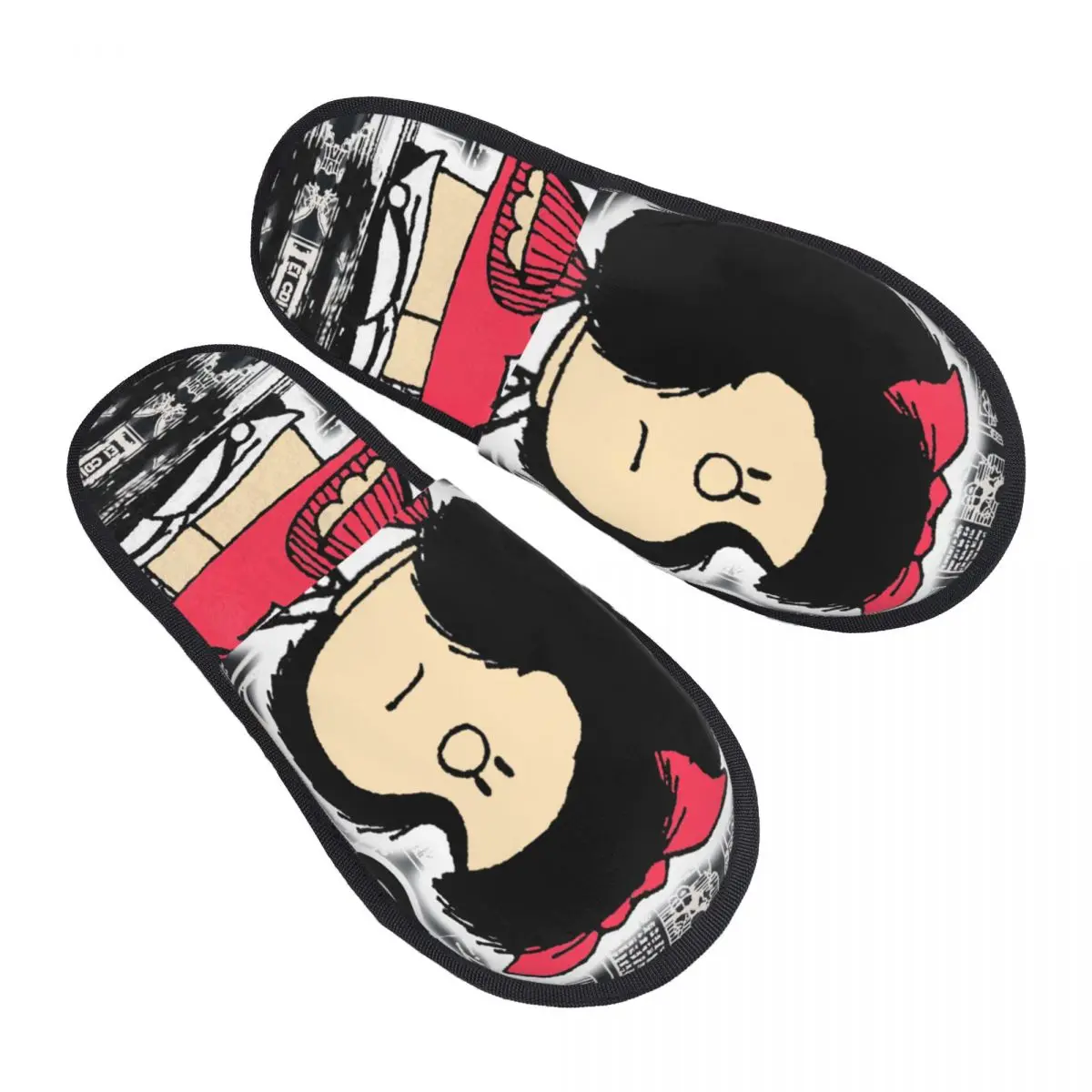 Custom Vintage Quino Comic Mafaldas Soft Memory Foam House Slippers Women Cartoon Mang Comfy Warm Anti-Skid Slipper