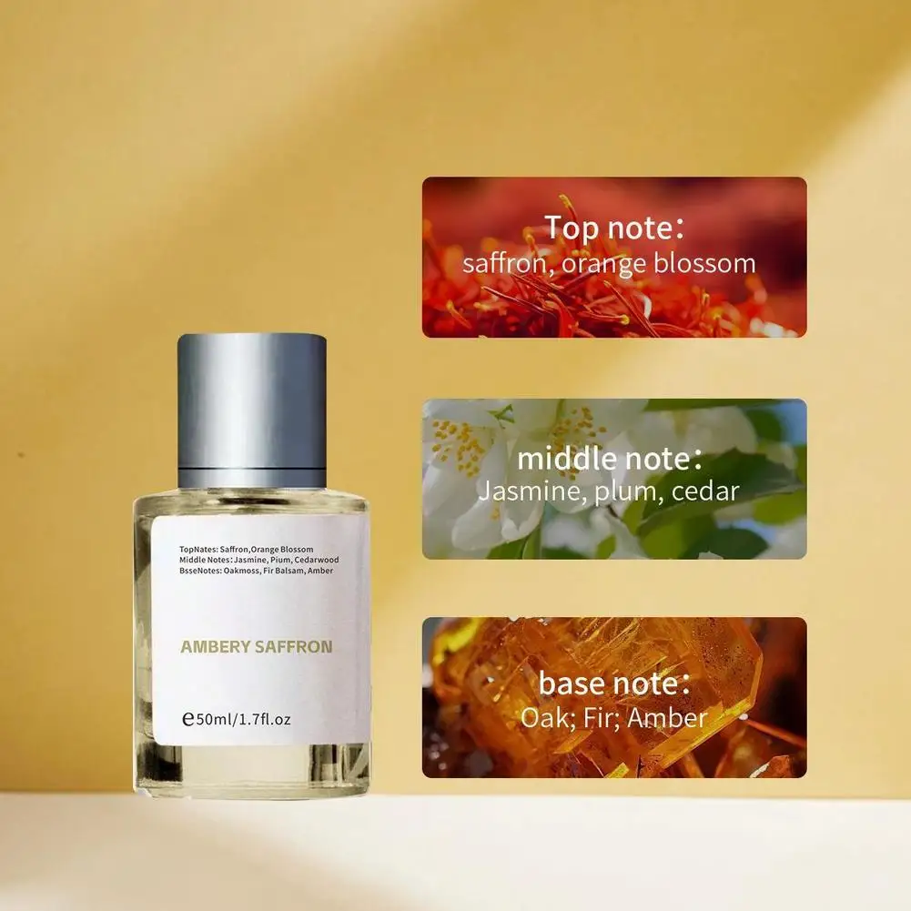 Янтарный ванильный парфюм, 50 мл, деревянная туалетная вода, спрей для тела унисекс, натуральный свежий стойкий аромат, высококачественный смешанный феромон с цветочным принтом