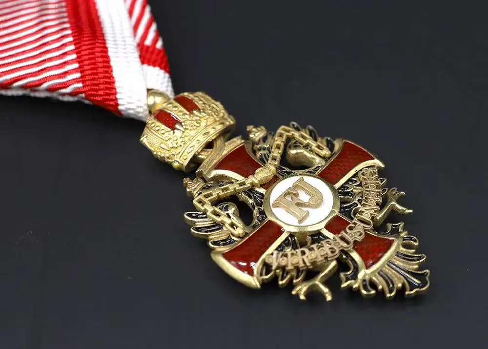 Bronze Replica of Austrian Franz Joseph Order Cross Medal with Ribbon - Historical Collectible Item