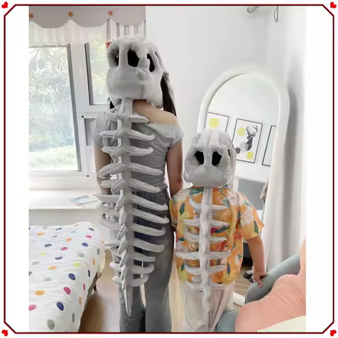 Hot Funny Plush Dinosaur Skeleton Costume Headpiece - Cosplay Party Outfit With Exoskeleton Design, Dinosaur Suit Christmas Gift