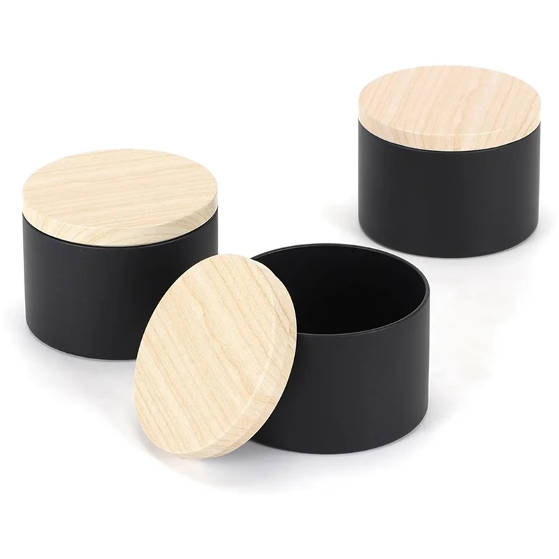 

A69E48 Pack 4 Oz Black Candle Tins With Lids, 4Oz Candle Jars For Making Candles Bulk