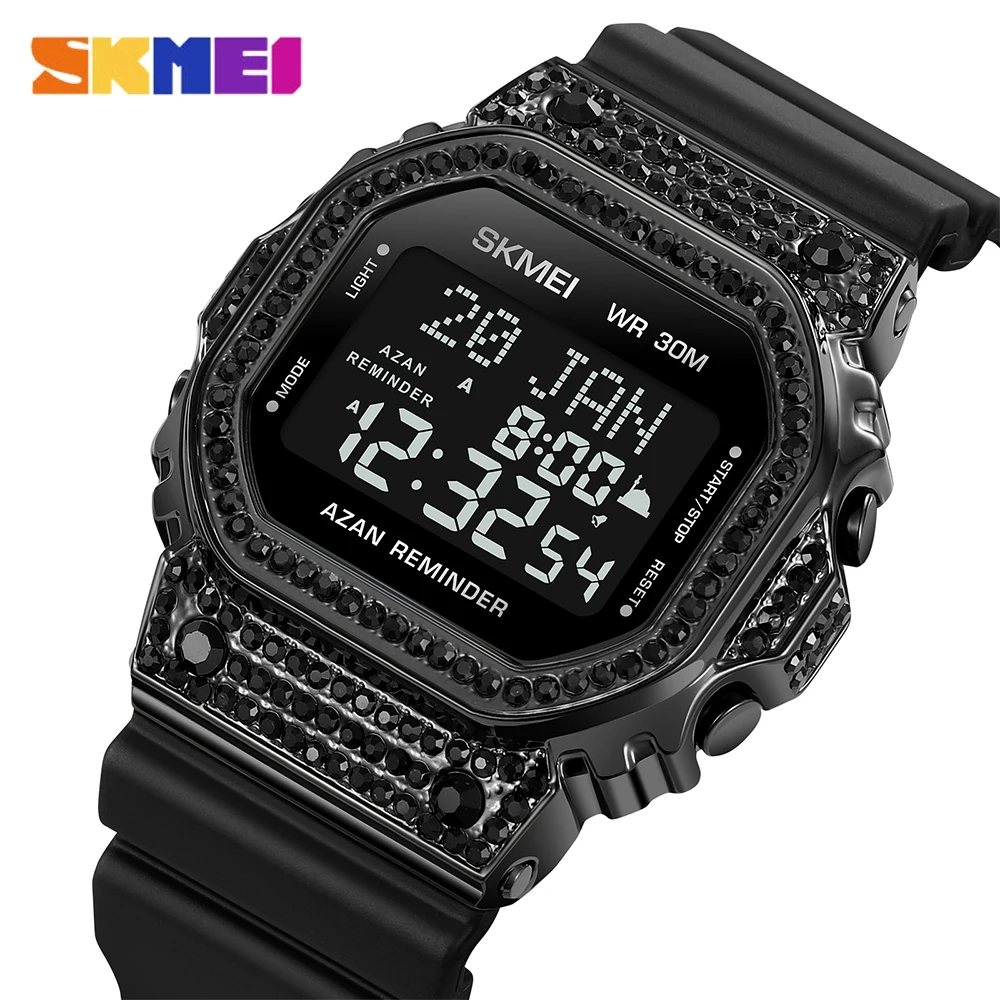 

SKMEI Muslim Azan Digital Watch Men with Pilgrimage Time Reminder Qibla Direction Hijri Calendar Bookmark Watches for Prayer