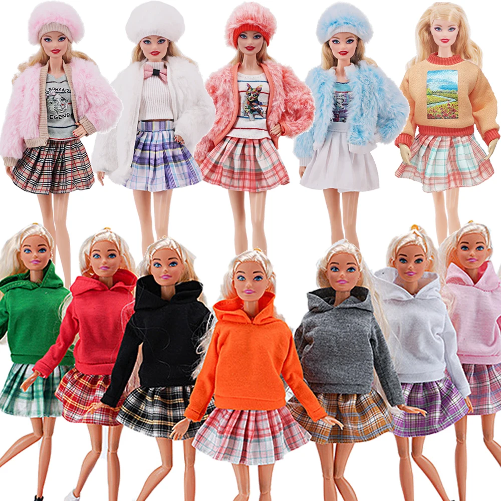 Doll Clothes For Pop Multicolor Hoodie Vest Short Skirt Set Clothing For Barbis&BJD Blyth Pop Doll Accessories,Toys For Girls