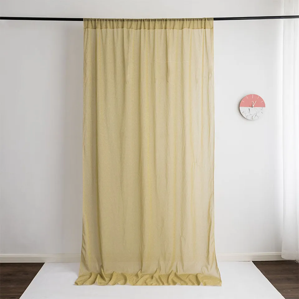 2PCS Polyester Gold  Finished Curtain Solid Backdrop Curtains For Wedding Hotel Party Event Decoration Background Fabrics Shiny