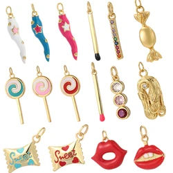 Bohemian Candy Chili Chrams for Jewelry Making Cute Mouth Gold Color Dangle Diy Earring Bracelet Necklace Dijes Halloween Charms