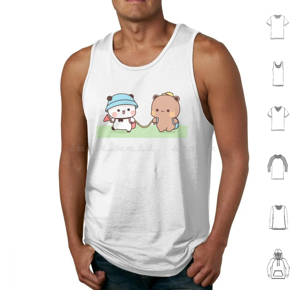 

Bear And Panda Bubu Dudu Balloon Tank Tops Print Cotton Bear And Panda Bubu Dudu Balloon Love Cute Panda Bear Bubu