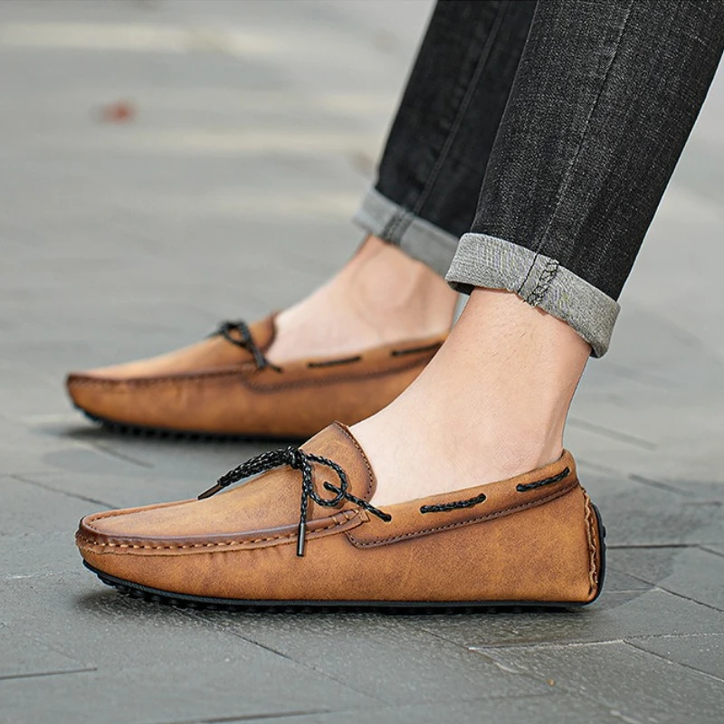 

Genuine Leather Loafers for Men Flat Slip on Casual Shoes Oxfords Fashion Business Social Moccasins Sapato Social Masculino 2025