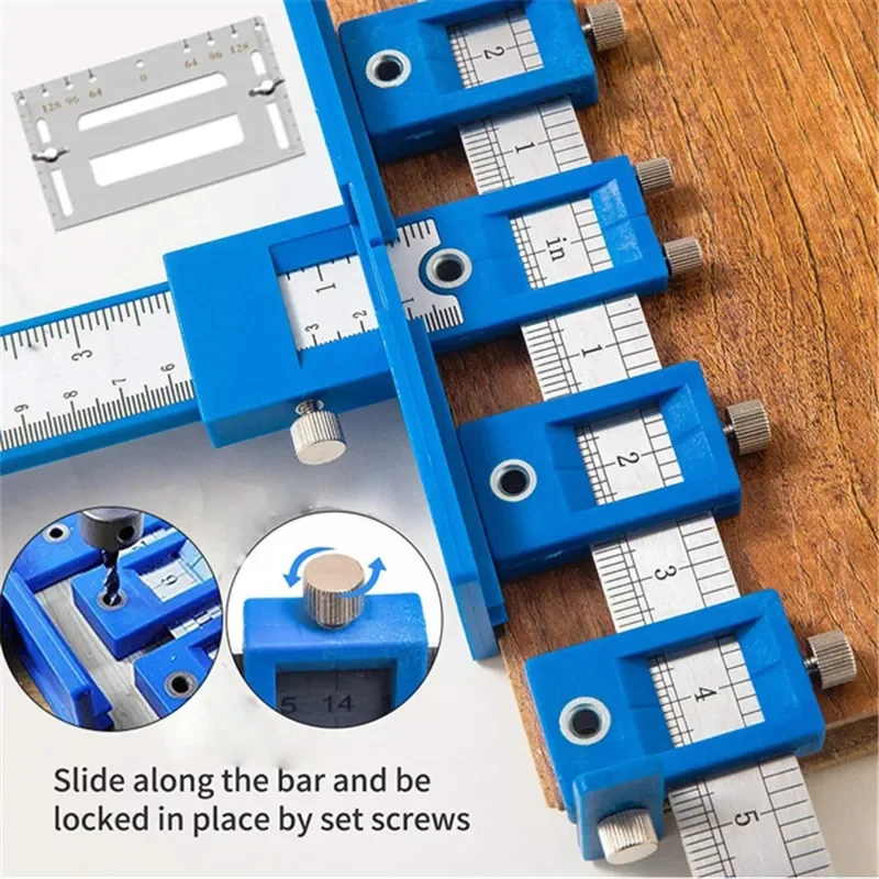 Imagem -03 - Gabinete Hardware Locator Punching Carpintaria Ferramentas Auxiliares Modelo Ajustável para Instalação Porta Gaveta Botão Puxar Punho