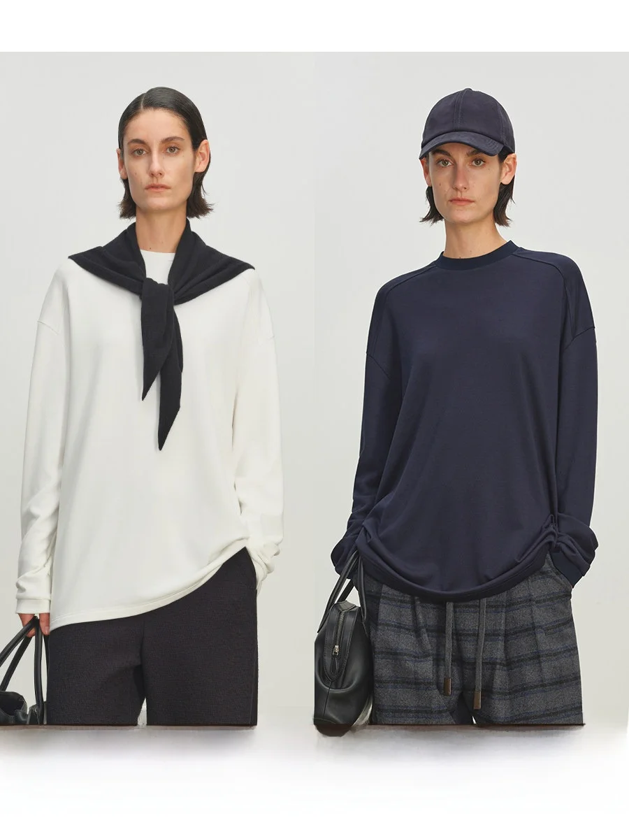 

MSBEAST Теплый Sli Fce с отделкой вокруг Ne oulder Line Forward Design Свободный силуэт Long Sve Snow Velvet Spirit T