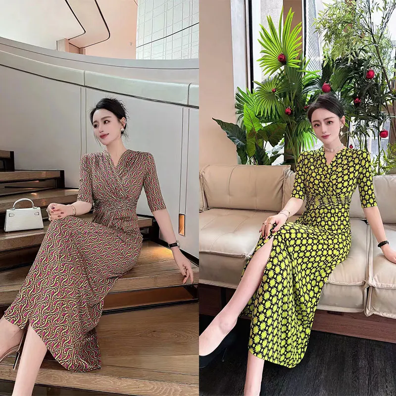 Fashionable and elegant printed design dress with exclusive style, noble and slimming women's clothing, high-qualit #118 C2-43