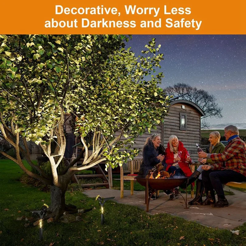 Солнечные точечные светильники для улицы, водонепроницаемые, солнечные точечные светильники, ландшафтное освещение для улицы, солнечные прожекторы, настенные светильники, 2 шт.