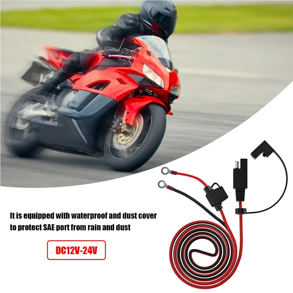 Waterproof OT Terminal Cable 1.4m Quick Disconnect Wire Harness Motorcycles Battery Charger SAE Connector Socket Cable with Fuse