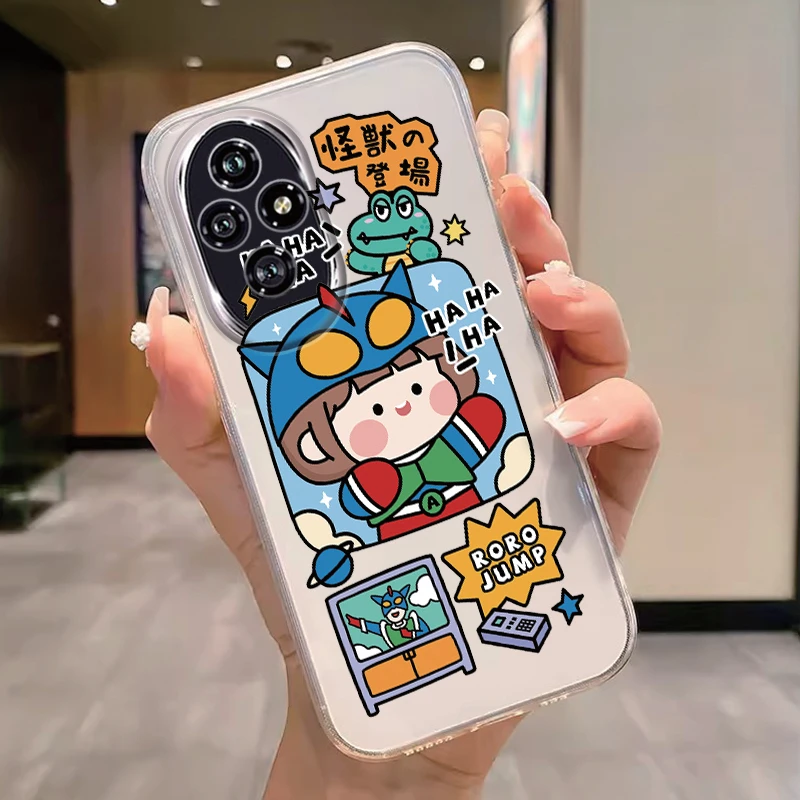 Transparent Case For Honor 200 400 Pro Lite Cover Cartoon Flowers Butterfly Soft TPU Shockproof Fundas Shockproof Bumper Bags