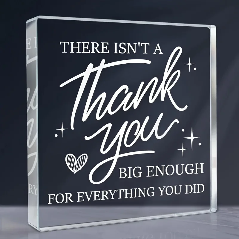 Appreciation Acrylic Plaque - Premium Thank You Gift for Teachers, Bosses, Colleagues, Leaders & Friends - Gratitude Desk Decor