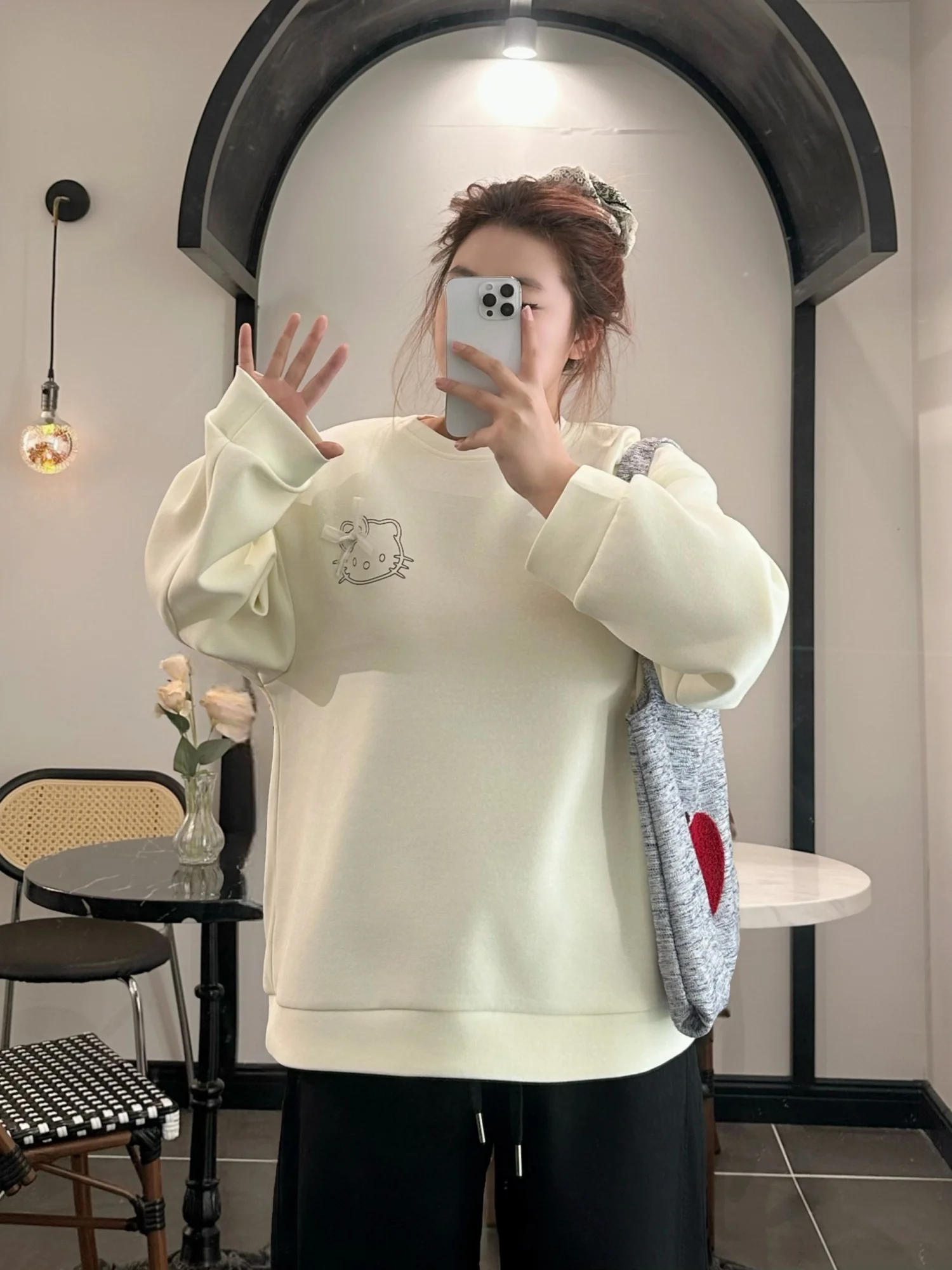 

plus Size Women's Sweatshirt round Neck Casual Comfortable Spring New Style Thinming Effect Cute Patterned Loose Fit Streetwear