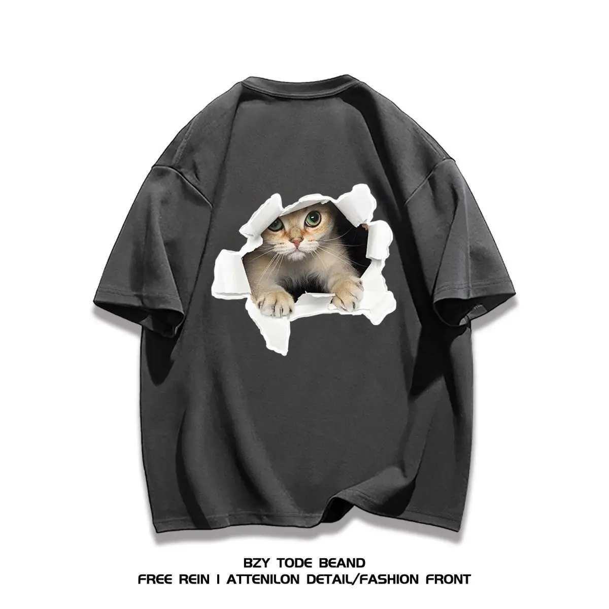 

Heavyweight Cotton Floral Print T-Shirt Soft Breathable Casual Comfortable Unisex Summer Versatile Slim-Fit Top Ins Style