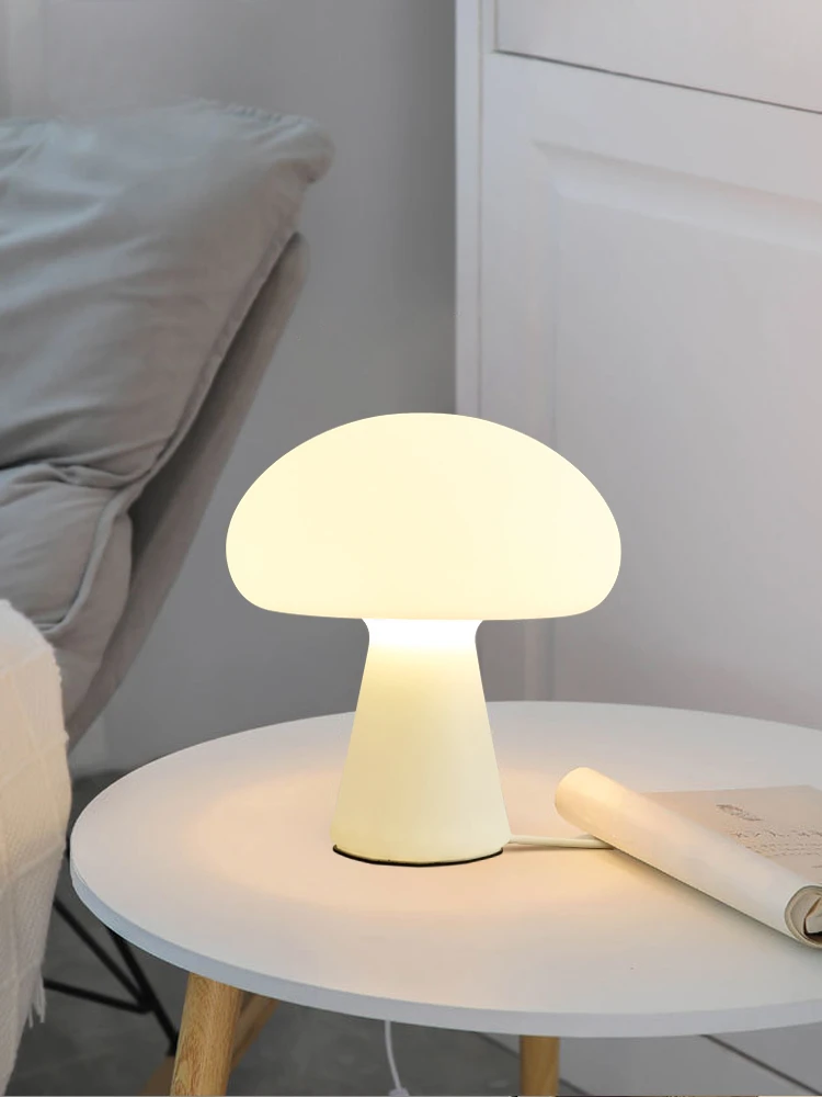 Premium Eye-Caring Cream Wind Mushroom Table Lamp for Bedroom and Study Desk Decoration