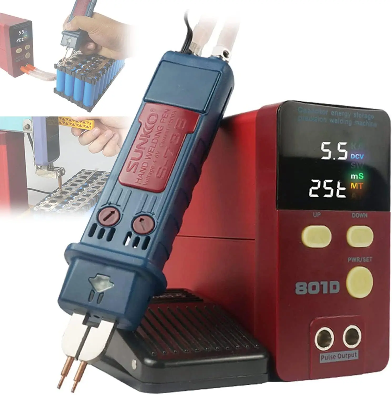 Battery Pack Spot Welder 801D Pulse Spot Welder Precision Battery Welder 12KW Capacitor Energy Storage Spot Welder Machine for 1