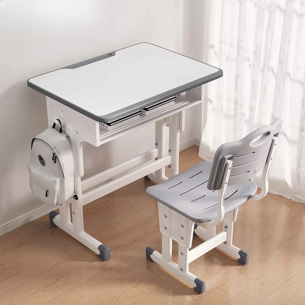 

Height Adjustable Children's Desk Study Table and Chair Set Wooden School Furniture Student Desk and Chair Set