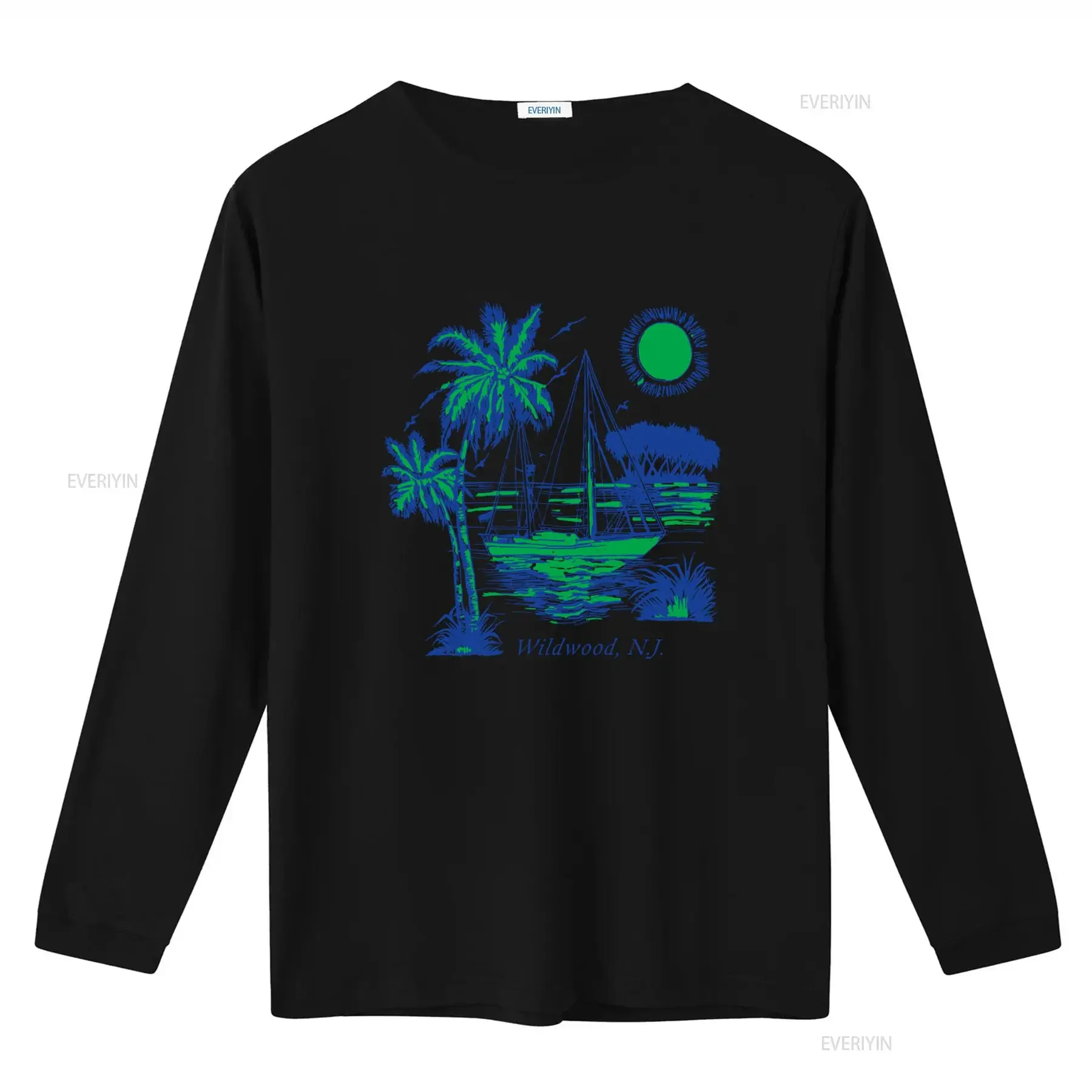 Vintage 80s Wildwood NJ T Shirt New Jersey Shore Vacation Destination with Palm Trees Sailboat Sun Design vintage Washed