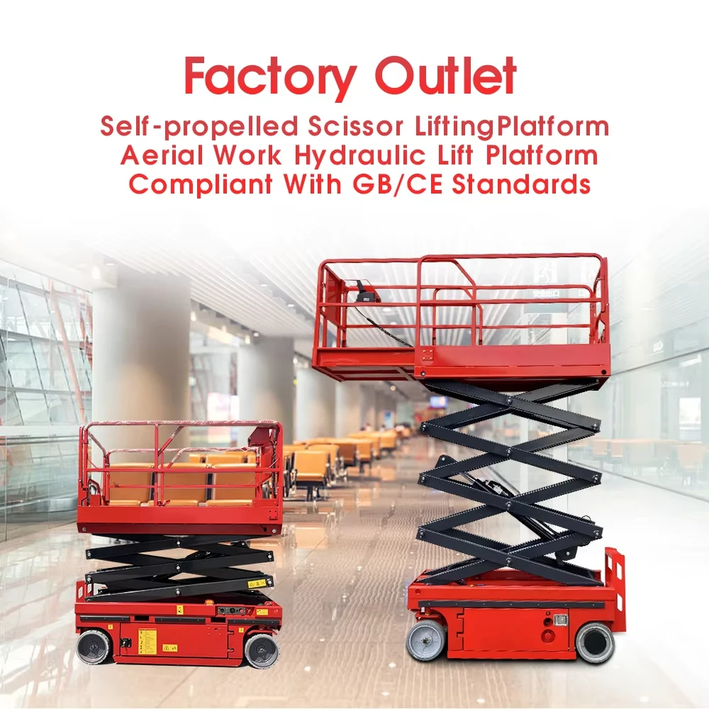 

6M 8M 10M 12M 14M Self-Propelled Lifting Table Aerial Work Platform Electric Scissor Lifts AC Motor Hydraulic Motor Automatic Wa