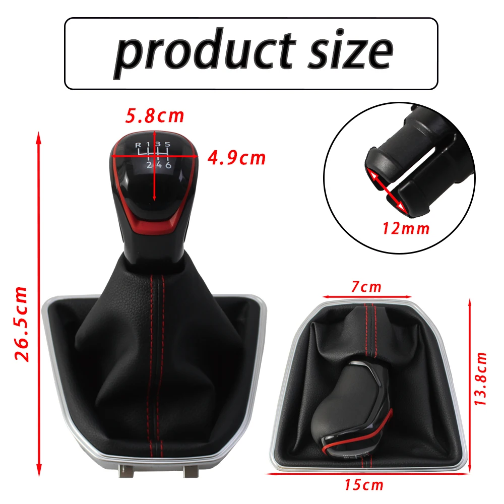 For Caddy 4 IV MK4 2015 to 2019 2003 to 2010 6 Speed Manual Shift Knob and Bracket Base Assembly Plastic Leather
