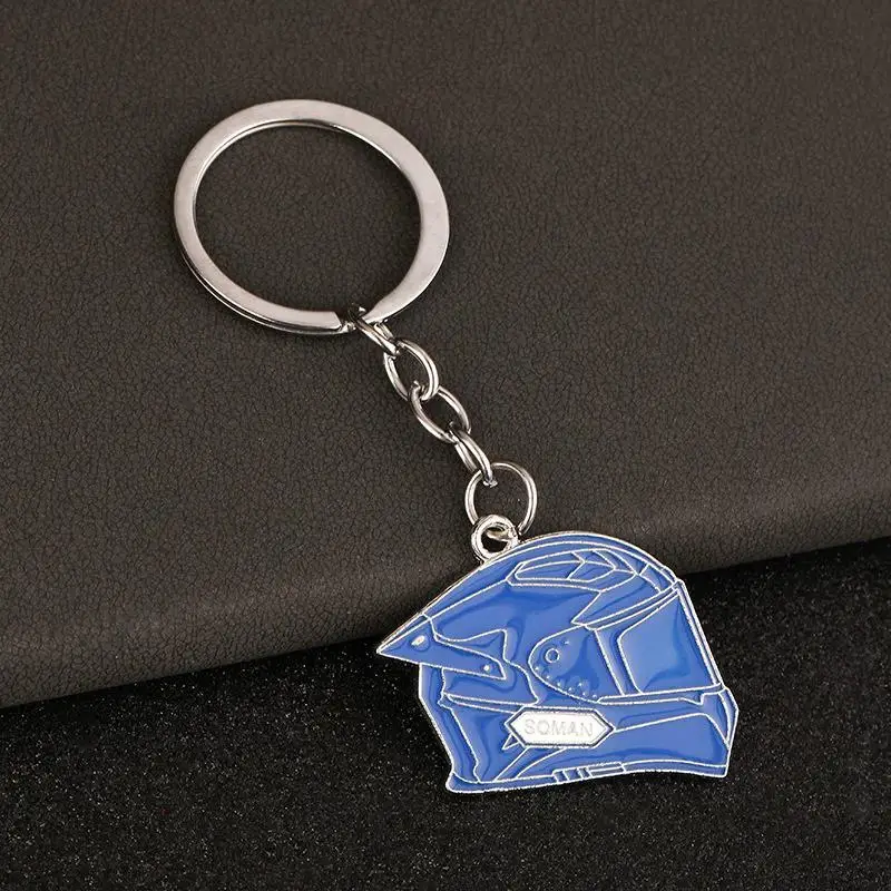 motorcycle helmet keychain Metal Keyring Pendants for Men Backpack Ornaments Decor DIY Key Chain Gifts