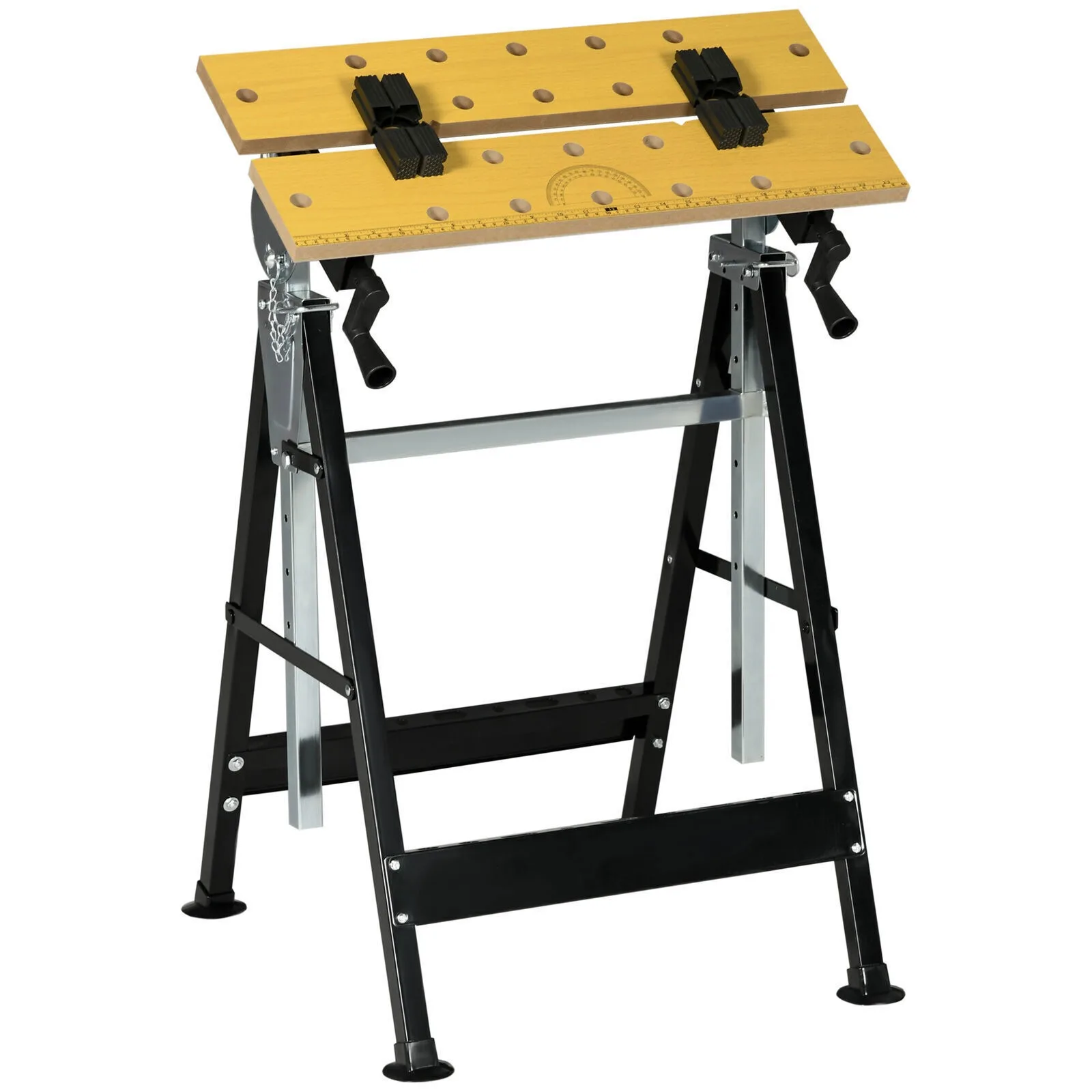 US Workbench Wood Cutting Sawhorse w/ Movable Pegs Adjustable Height Angle