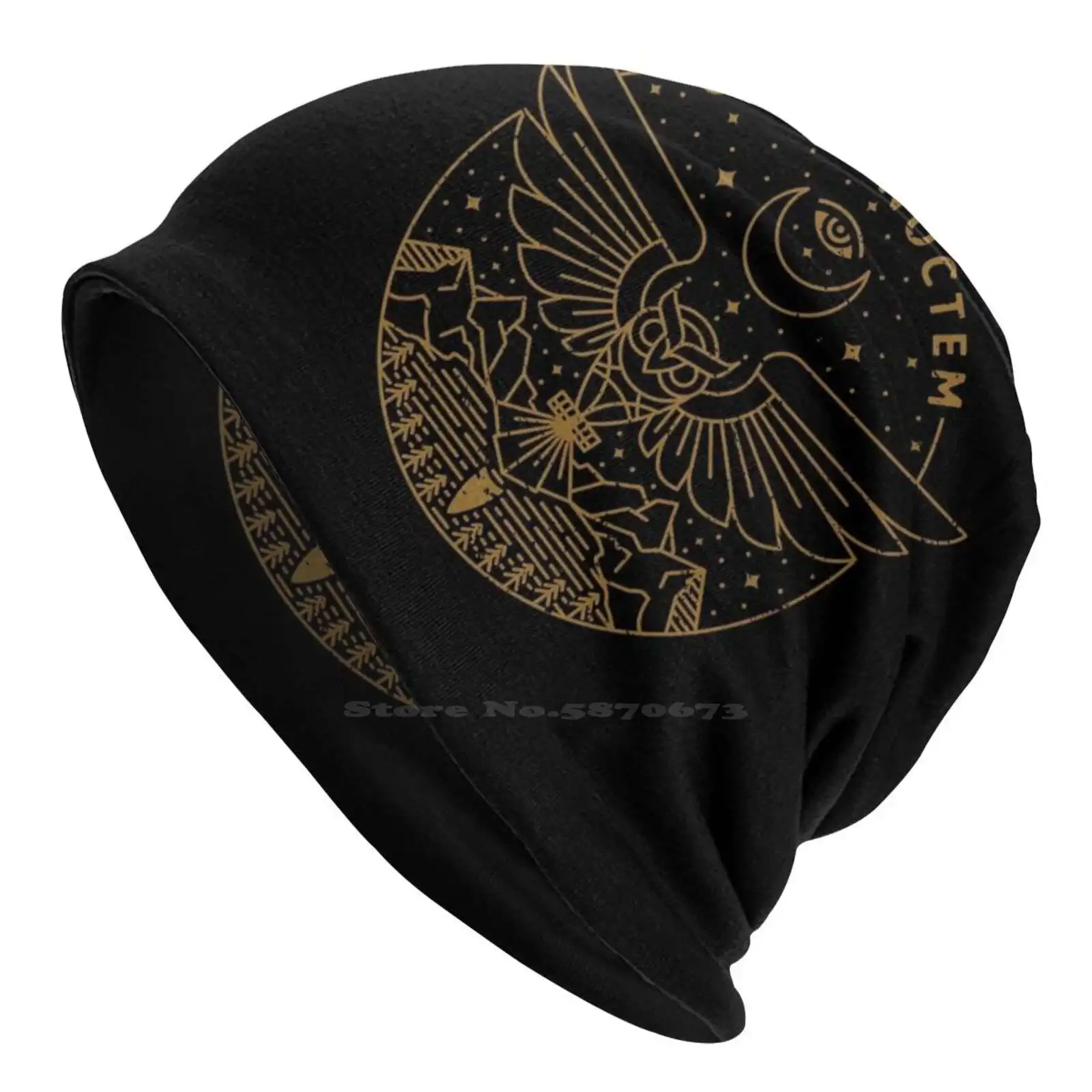 Carpe Noctem Knitted Hat Warm Beanie Outdoor Caps Carpe Noctem Carpe Diem Nocturnal Owl Night Night Owl Creative Monoline