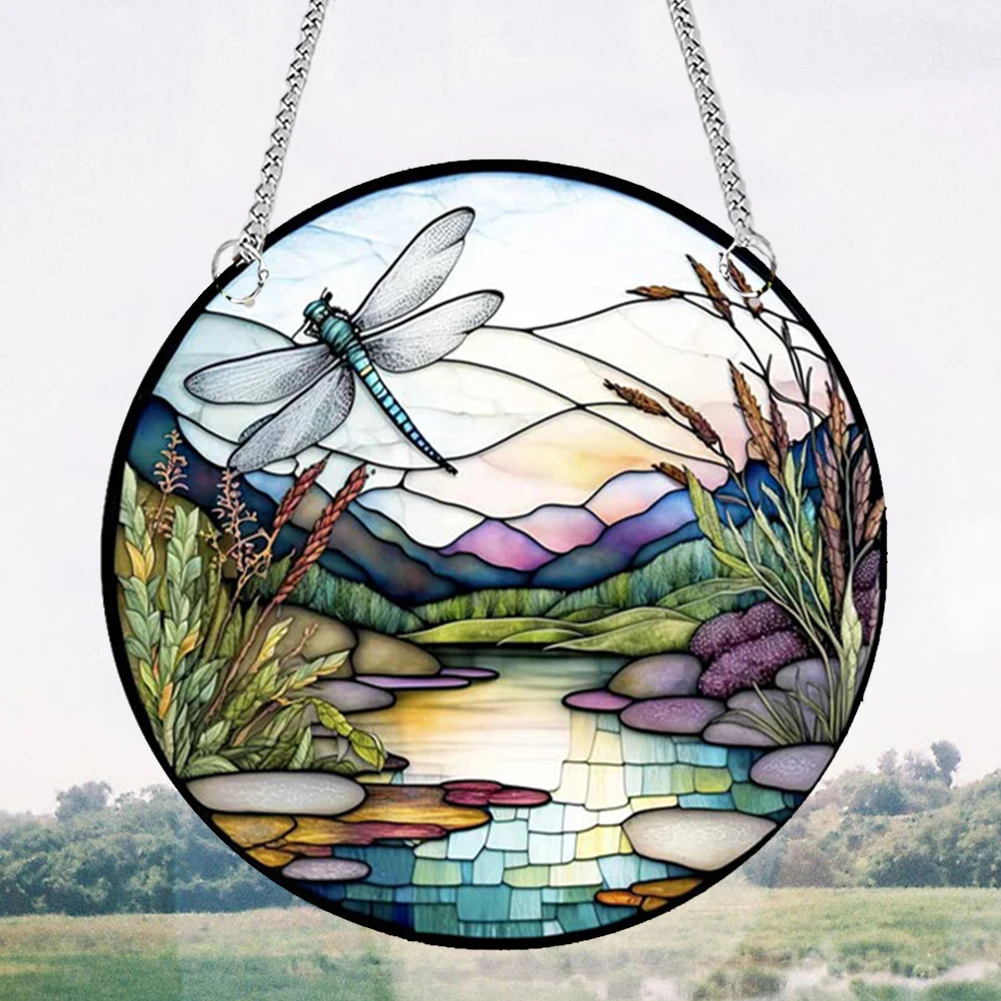 Suncatcher Panel Sun Catchers Wall Hanging Decor Waterproof Acrylic Home Decoration Panel Dragonfly Door Sign Hanging Decoration