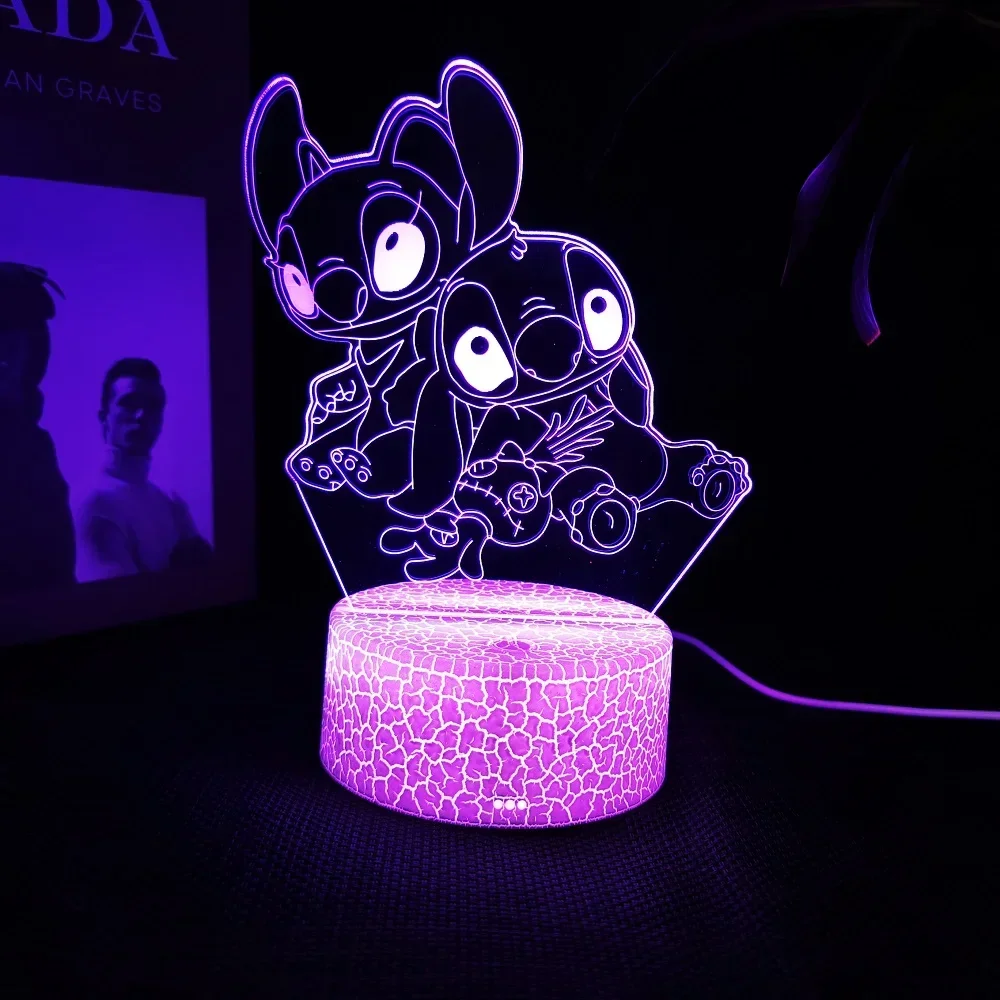 Ange & stitch 3D night light with colour changing acrylic rgb led gadget light for kids room decoration, gift for boys and girls