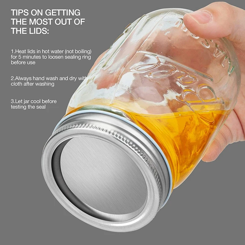 24 PCS Mason Jar Lids, Regular Mouth Canning Lids Reusable Split-Type Leak Proof Canning Lids With Silicone Seals Rings