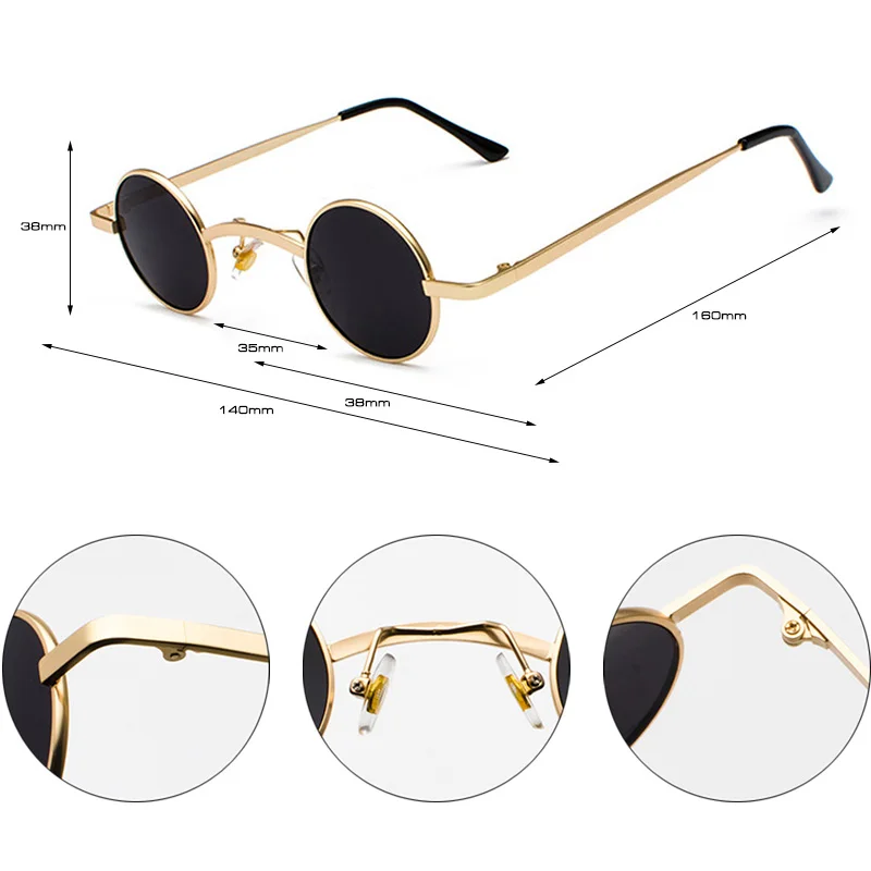 SHAUNA Szeroki mostek Retro Rock Punk Okulary przeciwsłoneczne Klasyczne małe okrągłe przezroczyste czerwone okulary przeciwsłoneczne UV400 — zdjęcie 6
