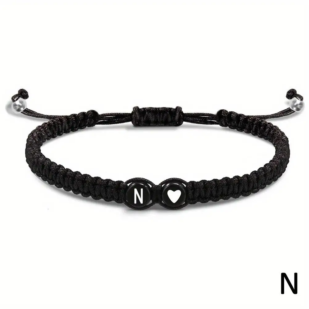 26-Buchstaben-Anfangsherz-Armbänder, handgefertigt, verstellbar, A-Z-Name, geflochtene Armbänder für Damen und Herren, Freundschaftsschmuck, Geschenke