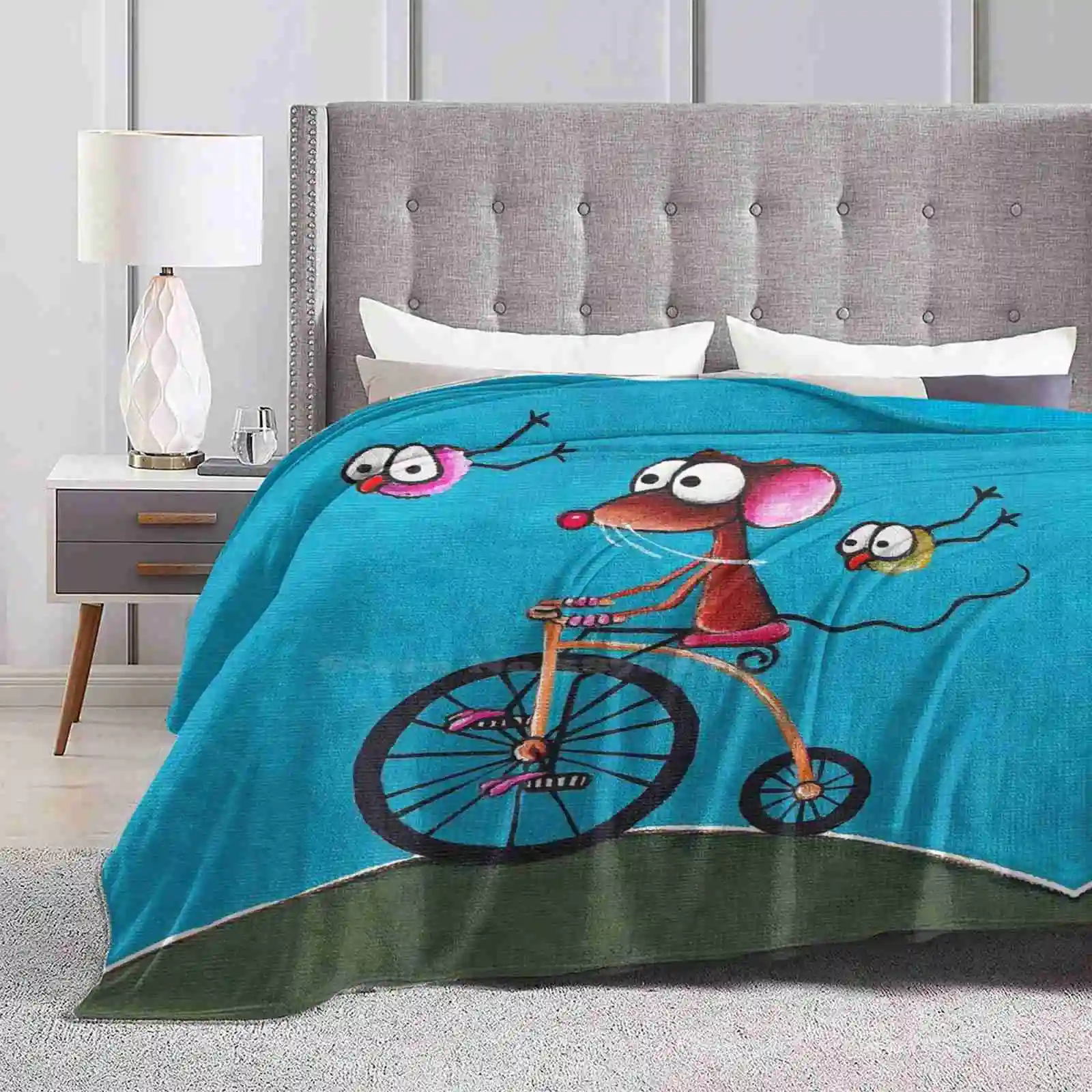 The Yellow Bike Four Seasons Comfortable Warm Soft Throw Blanket Fine Art Art For Kids Art For Childrens Rooms Nursery Art