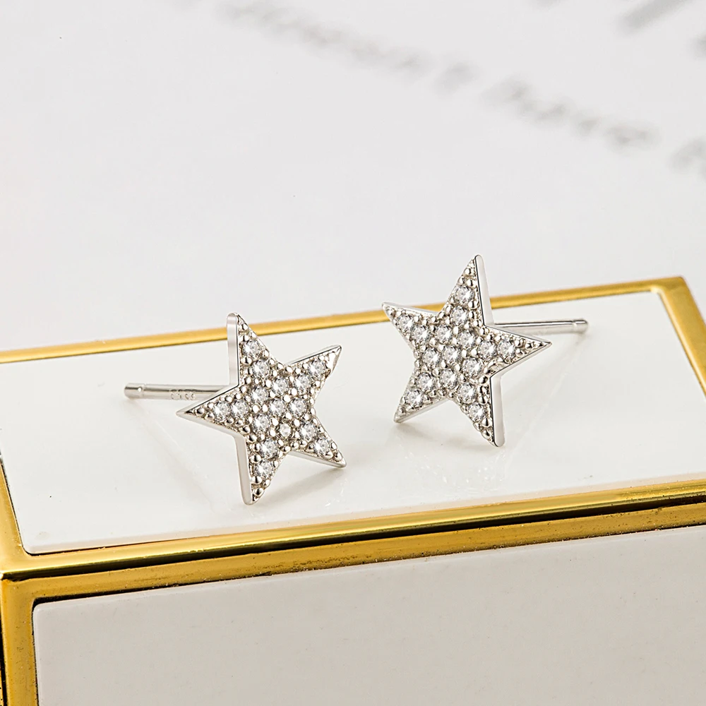 

925 Sterling Silver Fashion Jewelry Starfish Earrings for Women Popular Matte Five-pointed Star Ear Jewelry Simple Beautiful