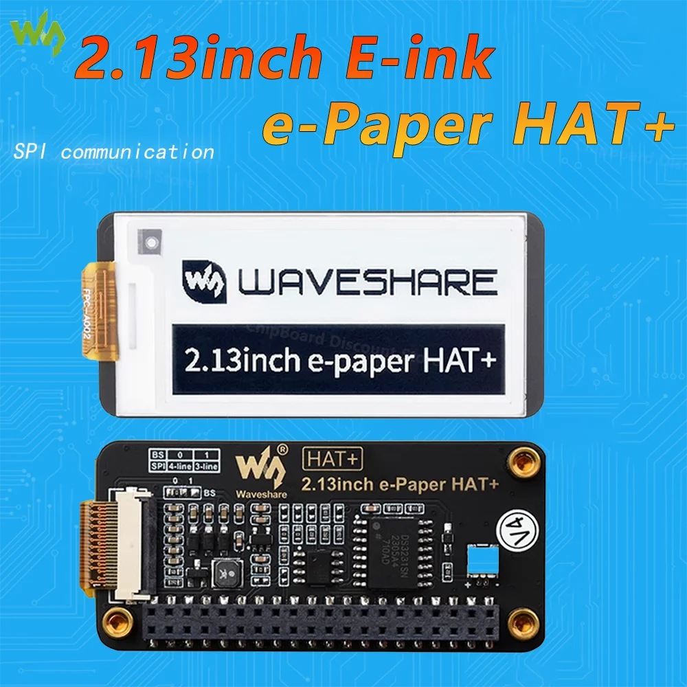 2.13inch E-Ink Display Module HAT+ Waveshare 250x122 E-Paper Screen for Raspberry Pi Series Mainboard Support for Bureau Brush