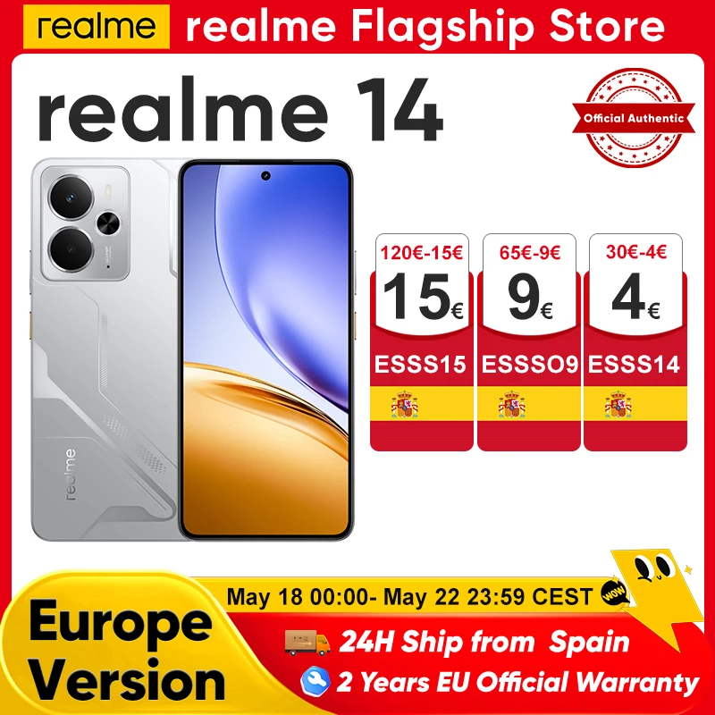 Teléfono Inteligente realme 14 5G, Snapdragon 6 gen 4, Pantalla AMOLED de 2025 pulgadas, 6,67Hz, batería Titan de 120 mAh, cámara OIS de 50MP, estreno mundial, 6000