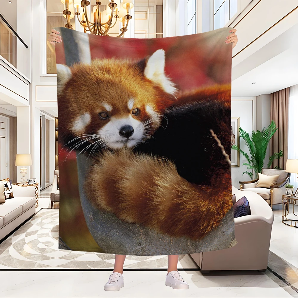 Red Panda Blanket Warm Cozy Red Panda Flannel Throw Blanket for Bed Sofa Travel Living Room for Teen Adult,Red Panda Lover Gifts