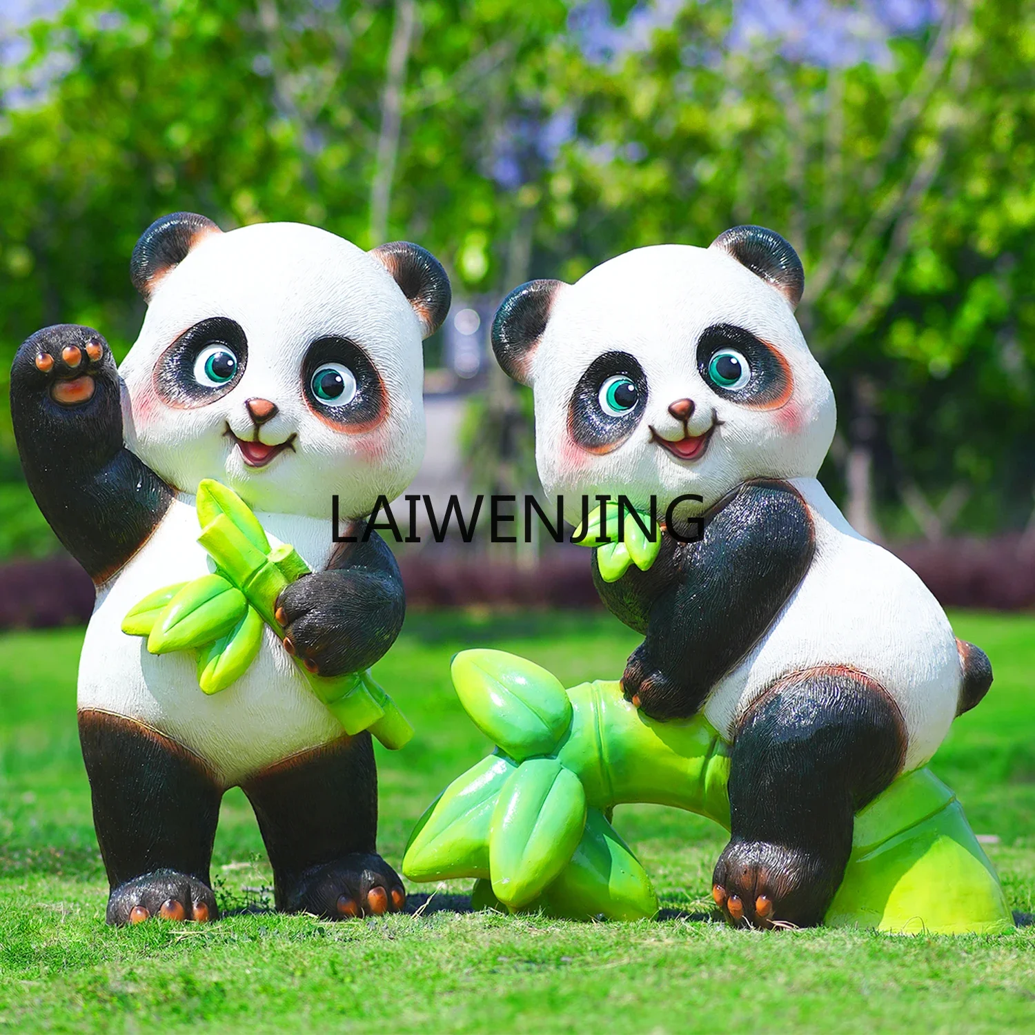 

SGF outdoor cartoon fiberglass panda sculpture large floor animal decorative ornament