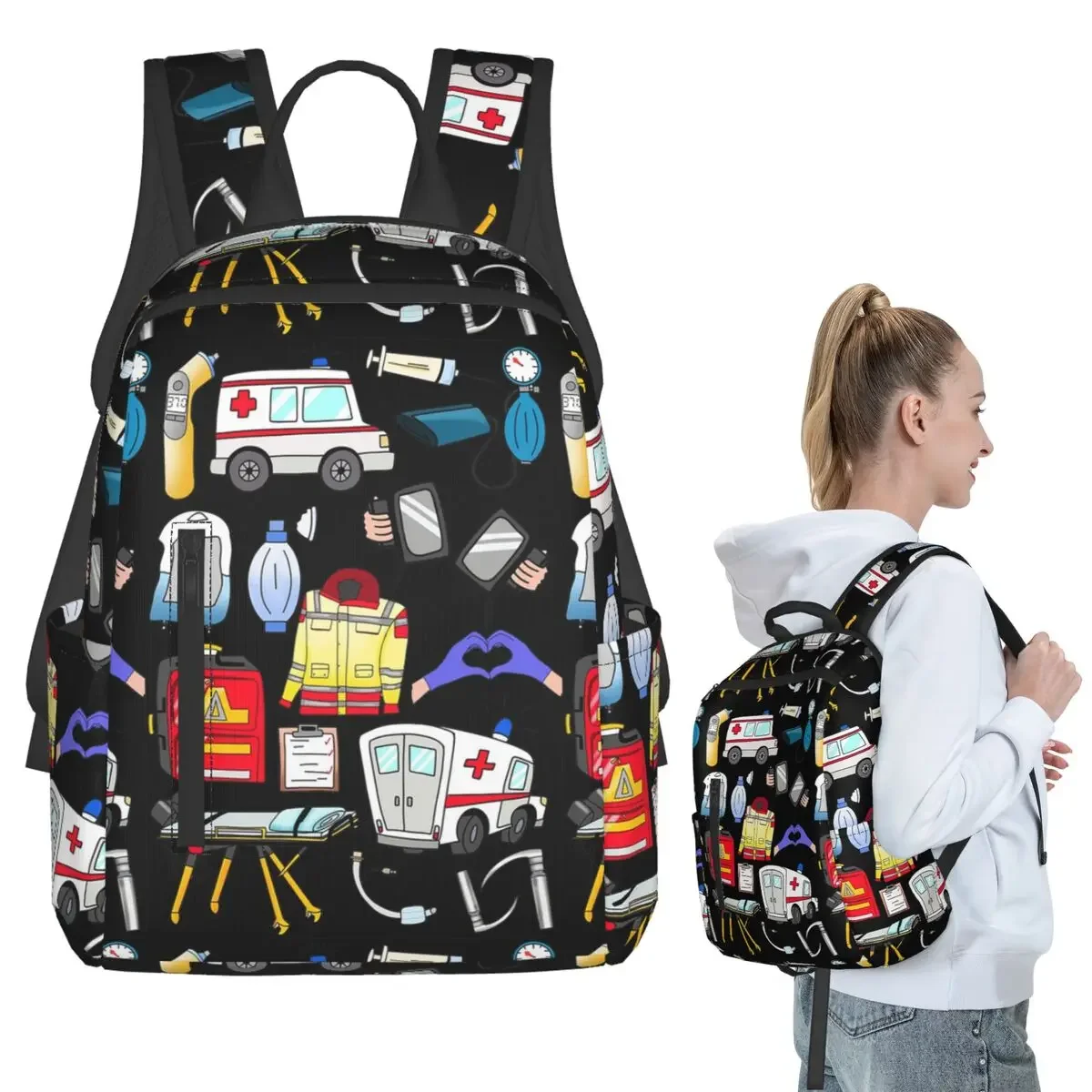 

Paramedic Backpack Student Boys Girls BookBag Children School Bag Computer Shoulder Bags for Men Women