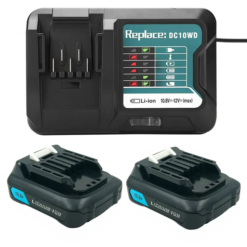 10.8V 12V Max 2000mAh Oplaadbare Li Batterij en Oplader voor Makita Elektrisch Gereedschap BL1015 BL1040B BL1020B BL1041 BL1016 BL1021