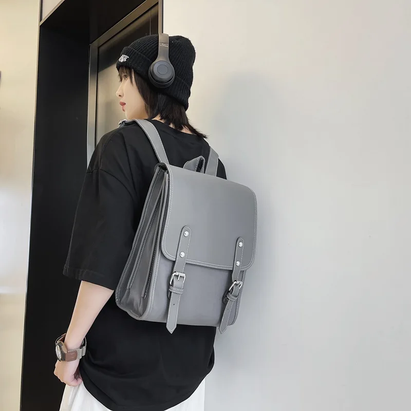 Mochila japonesa de Pu suave para mujer, de gran capacidad Bolsa Escolar, Collage de estudiantes, Simple, a la moda, bolsa de viaje al aire libre, bolsa de libros para estudiantes