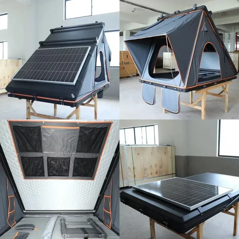 Customizable waterproof aluminum hard shell double-layer roof tent off-road portable four-season easy installation