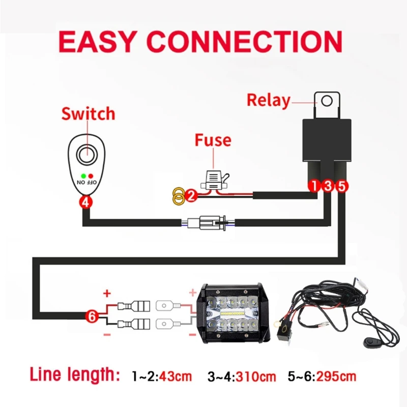 Car Boat Truck Headlight Wiring Harness with 2 Plugs Power up to 480W Worklight High Power Wiring Set Waterproof