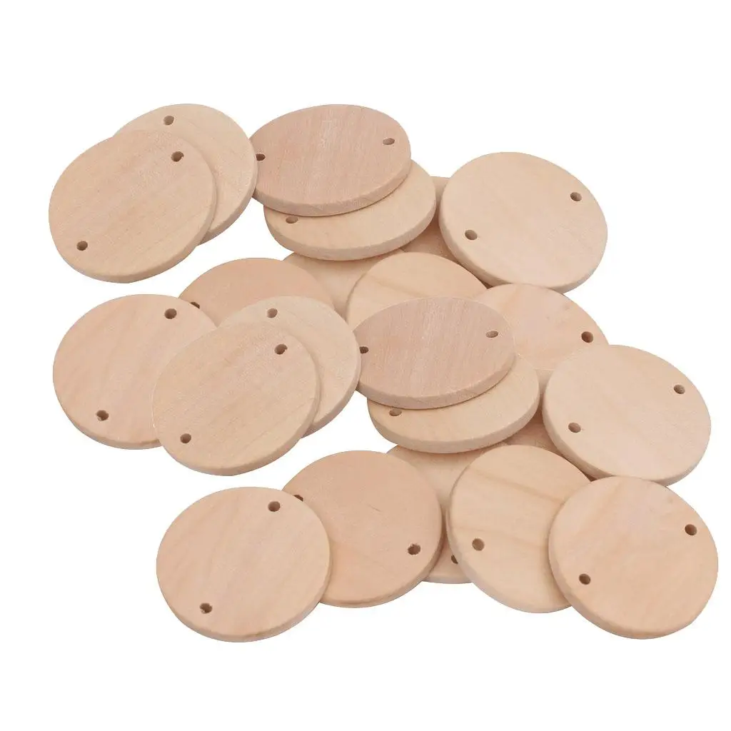 30 Pieces Circles Blank Wooden Slices Pieces for Craft Embellishment Tag